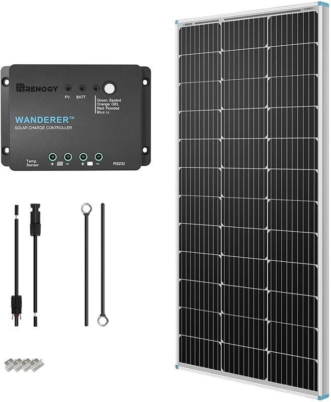 Renogy 100W 12V Solar Panel Starter Kit with High‑Efficiency Cells and