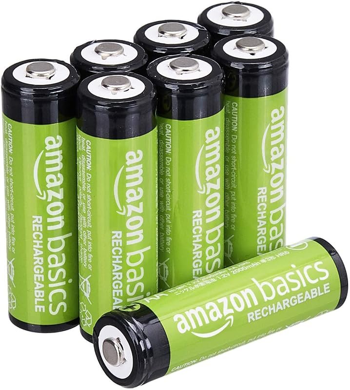 Amazon Basics 8-Pack AA NiMH Batteries, 2000mAh, 1.2V, Low Self-Discharge, Pre-Charged, Long-Lasting Power
