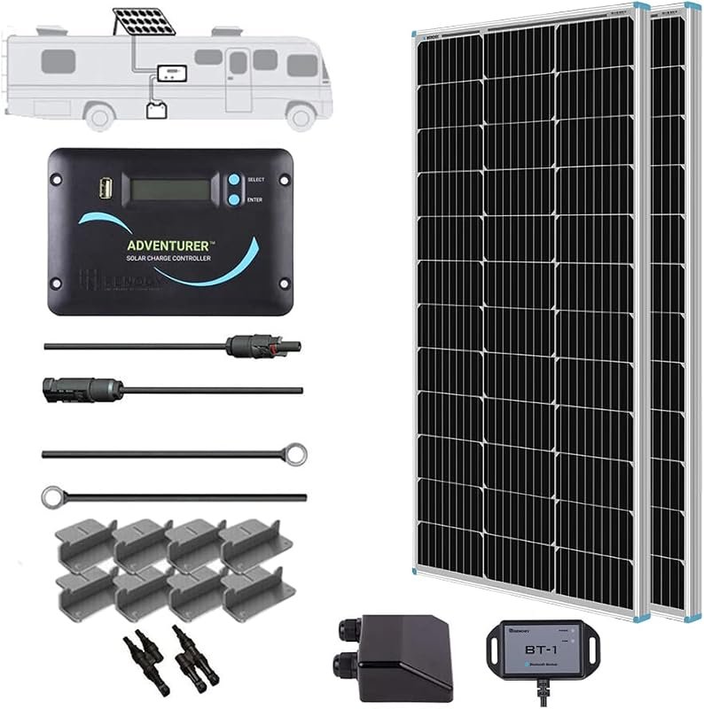 Renogy 200W 12V N‑Type RV Solar Panel Kit includes Adventurer 30A Cont