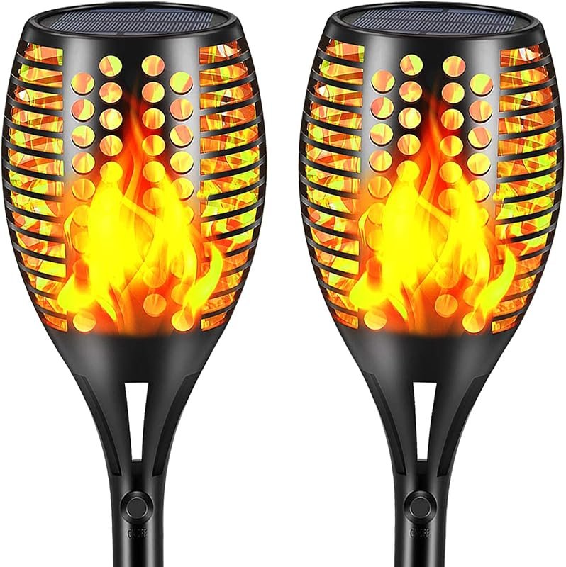 Aityvert 2‑Pack Upgraded Large Solar Torches – Waterproof Dancing Flic