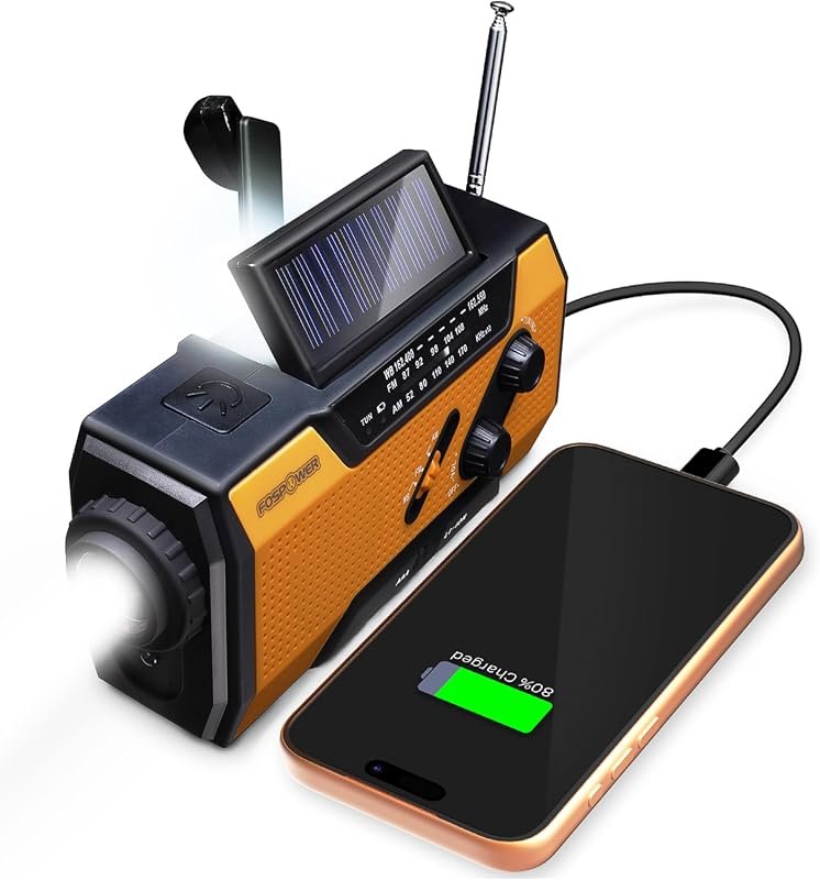 FosPower A1 NOAA Emergency Weather Radio with 7400mWh Battery, Solar P