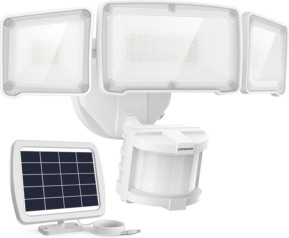 LEPOWER Solar LED Security Lights, 1600LM with PIR Motion Sensor—Outdo