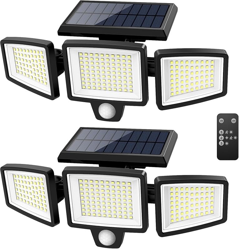 Tuffenough 2‑Pack Solar Security Lights – 2500 LM, 210 LED, Remote Con