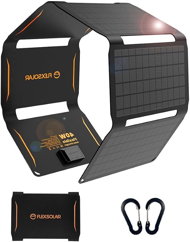 FlexSolar 40W Foldable Solar Panel Charger with USB-C, USB-A, and DC O