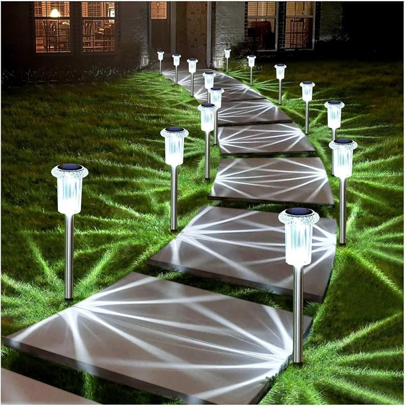 DenicMic Solar Lights Outdoor Waterproof 10 Pack Pathway Lights in Cool White