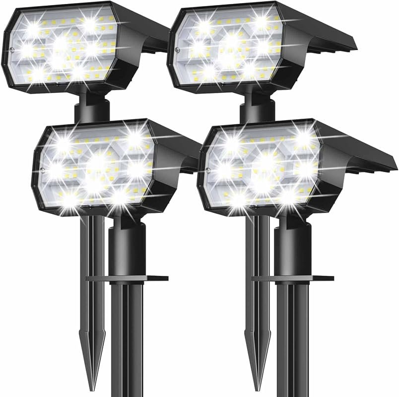 NYMPHY Solar Lights Outdoor Waterproof, 4-Pack, Cool White, IP65