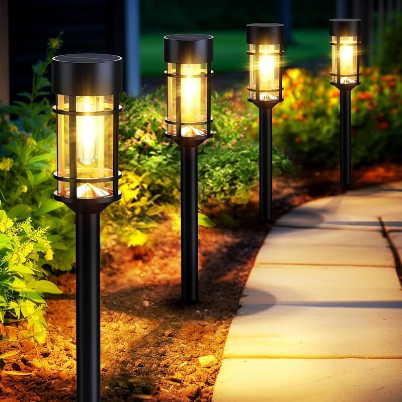 Mancra Solar Pathway Lights, 8 Pack, LED Outdoor Waterproof Garden Lig