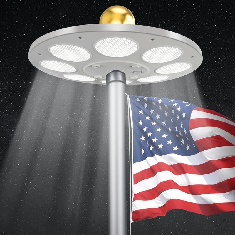 136‑LED Solar Flagpole Light provides 1500 lumens and 15‑hour dusk‑to‑