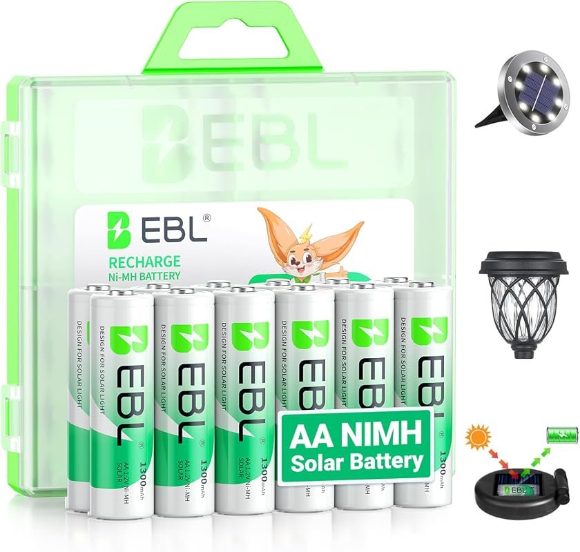 EBL 950mAh Solar AA Rechargeable Batteries – High‑Capacity Power for S