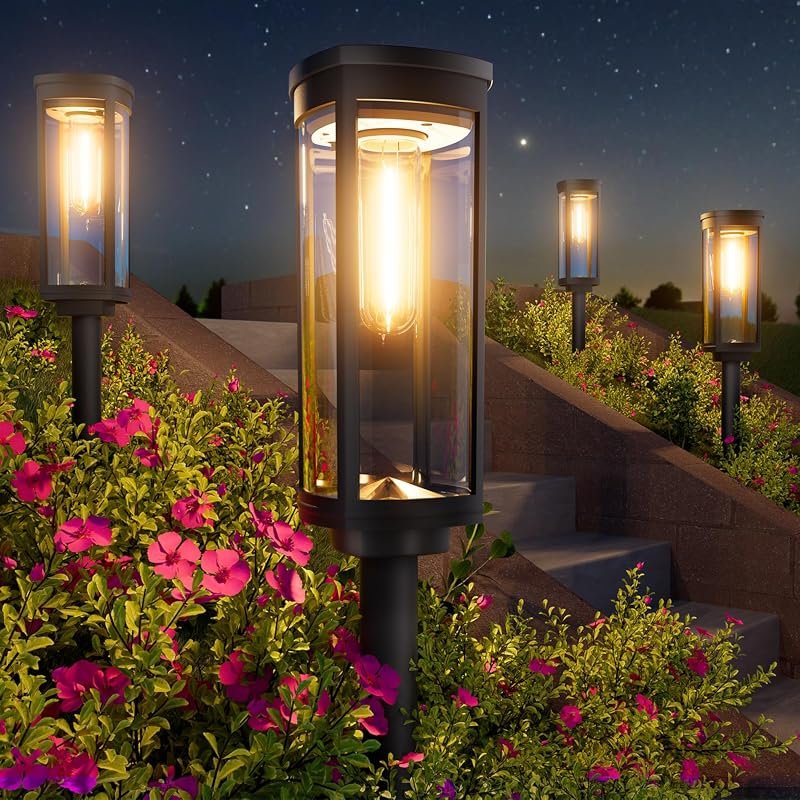 BITPOTT 8‑Pack Outdoor Solar Lights – Warm White Illumination, IP65 Wa