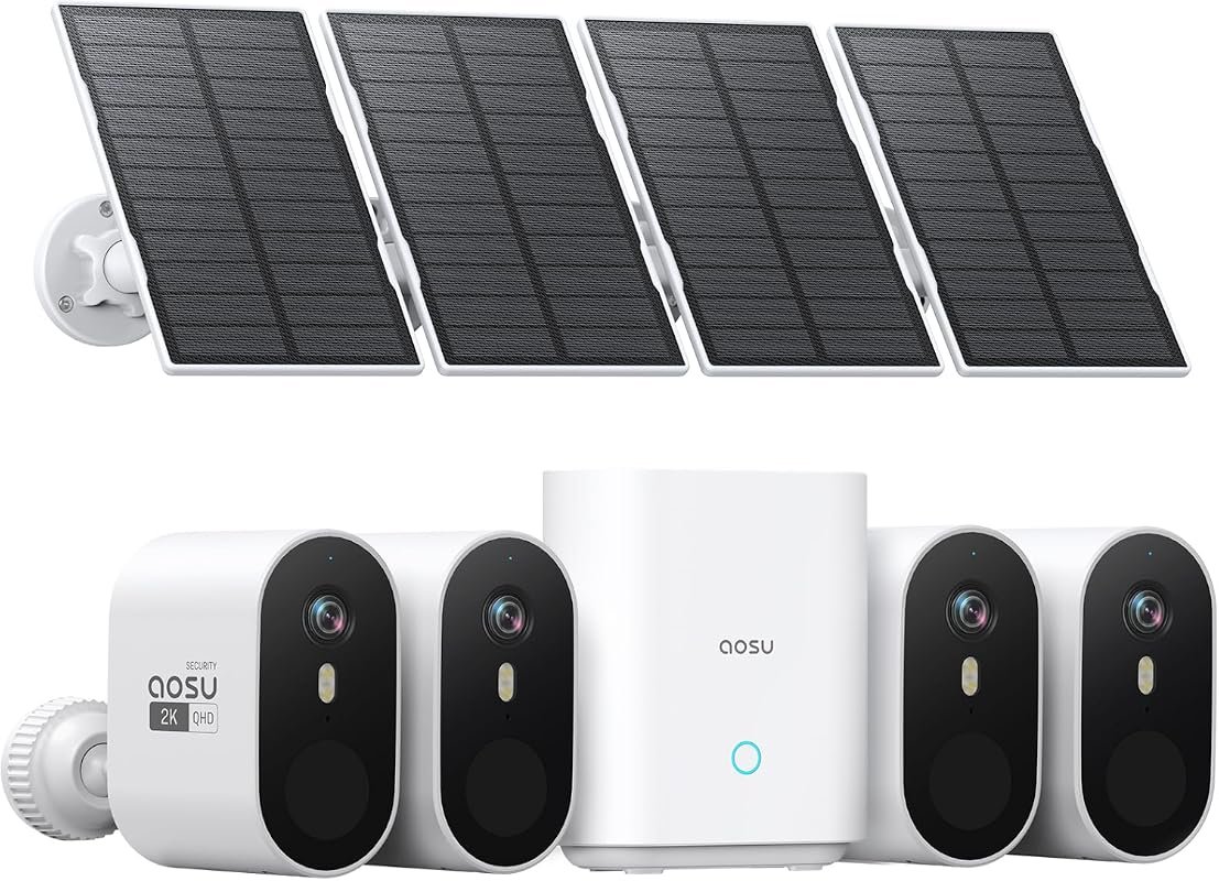 aosu 2K QHD Solar Security Camera Kit – 4‑Camera System with Wireless 