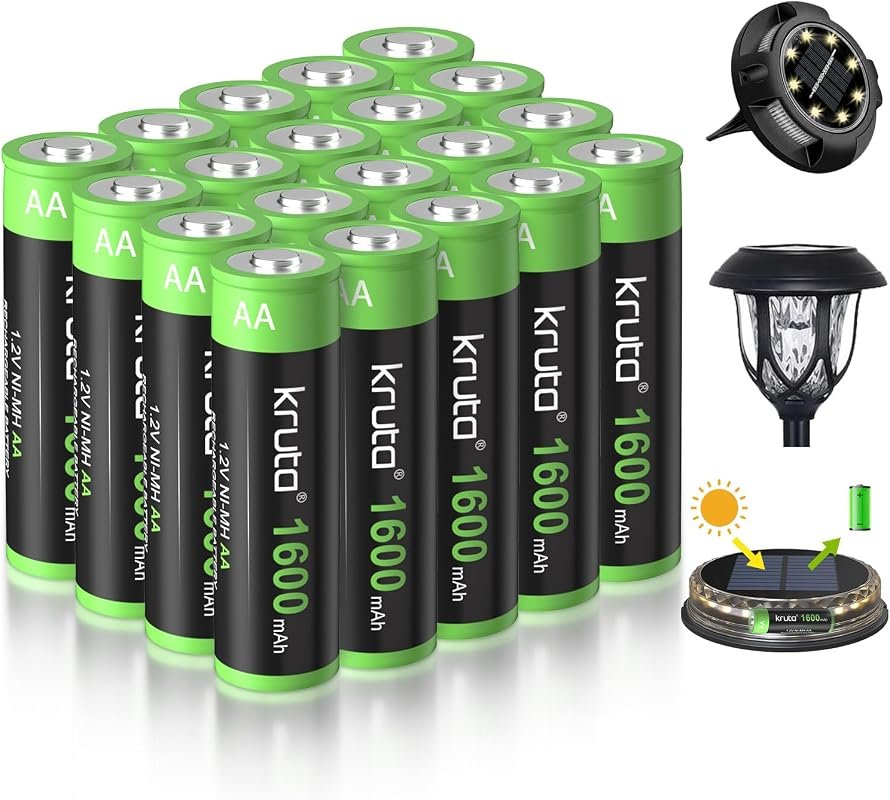 AA Rechargeable Solar Batteries – 20‑Pack Provides Reliable Power for 