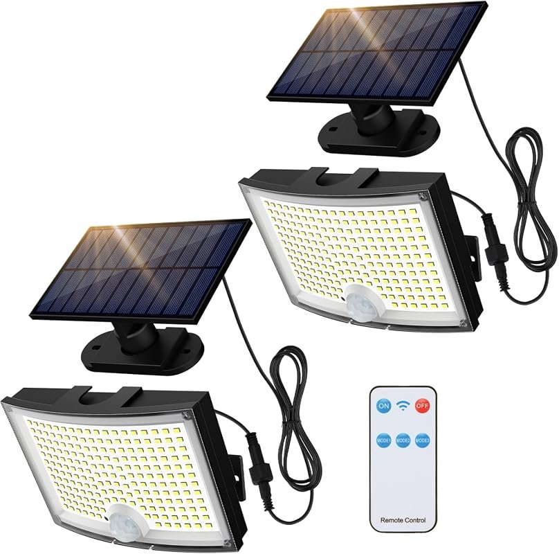 Adiding Solar Outdoor Lights, 202 LED Flood Lights with 16.4 ft Cable—