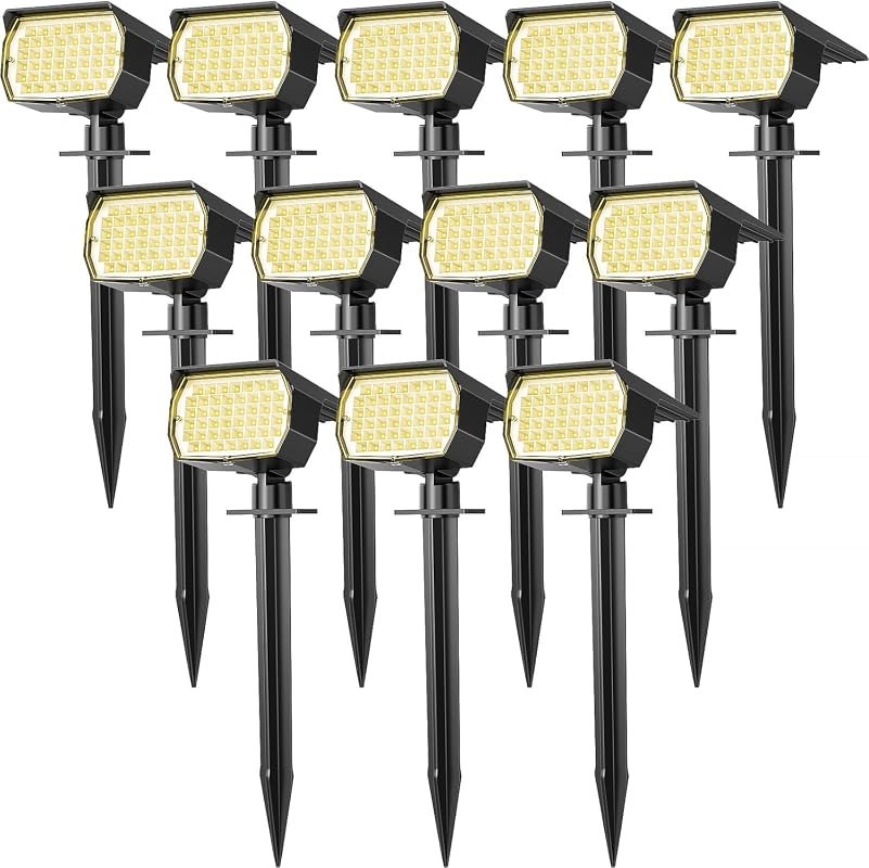 WENATY 12‑Pack Waterproof Solar Spotlights – Warm White Light, Ideal f