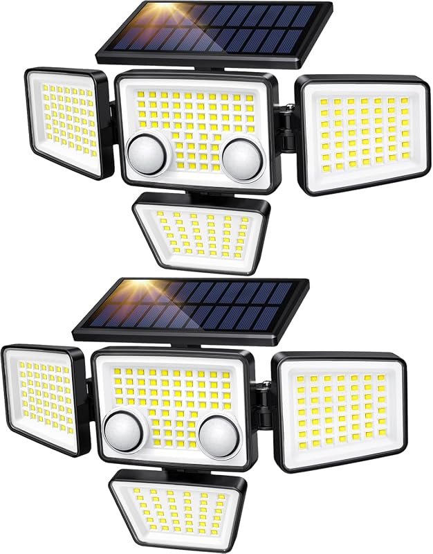 LYWALT 3000‑Lumens Solar Motion Sensor Lights – 188 LED, 4‑Head, IP65