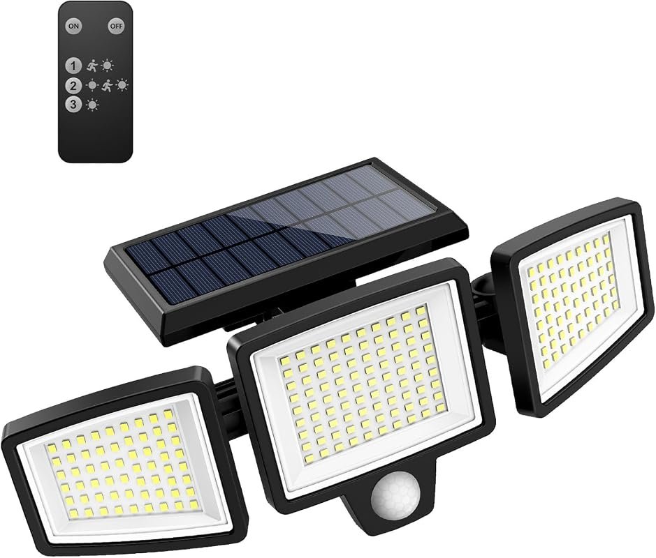 Tuffenough 2500‑LM 210‑LED Solar Outdoor Security Lights – Remote‑Cont