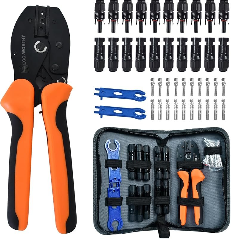 ECO‑WORTHY 13‑Piece Solar Crimper Tool Kit includes crimper, assorted 