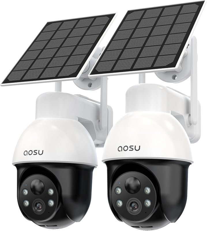 aosu 3K 5MP Solar PTZ Camera, Wireless Outdoor, 360° Smart Tracking fo