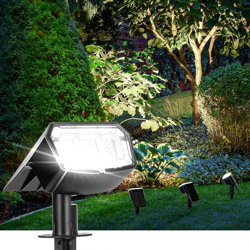 AUDERWIN 4‑Pack Solar Spot Lights – Cool White Waterproof Outdoor Acce