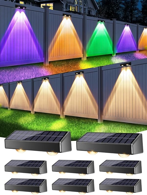 Brizled Halloween Fence Lights Solar Powered, 8 Pack Color Changing Li