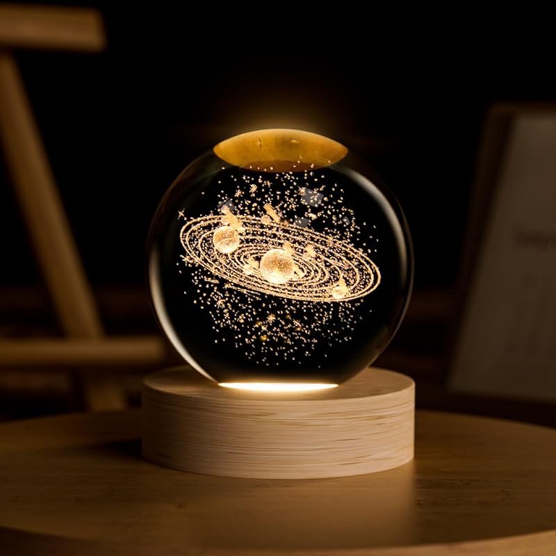 Compact 2.4‑inch 3D Solar System Crystal Ball, Perfect Universe Model 