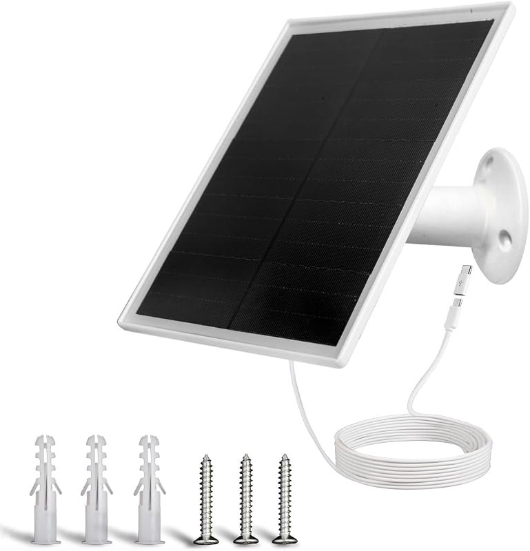 6W Solar Panel Charger with Micro USB-C for DC 5V Outdoor Security Cam