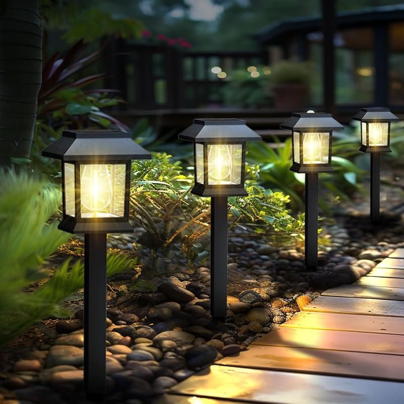 Greluna Solar Pathway Lights Outdoor, 12 Pack, 3000K Waterproof, Auto On/Off Garden Lighting