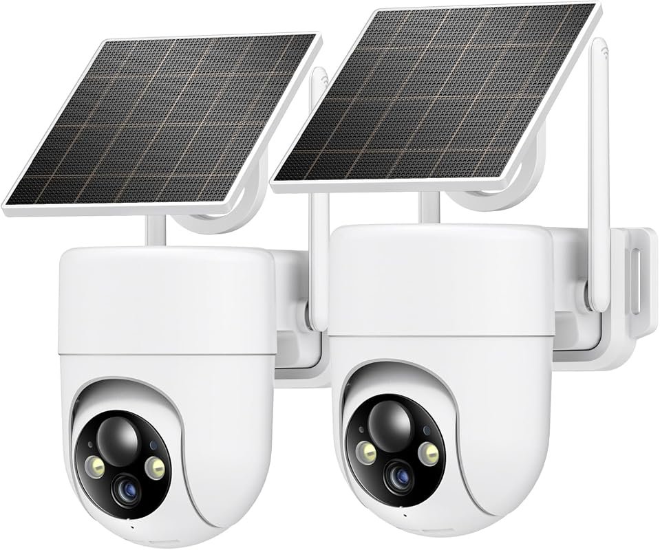Oculview 2K Solar Security Cameras Wireless Outdoor, 2-Pack, 360° View
