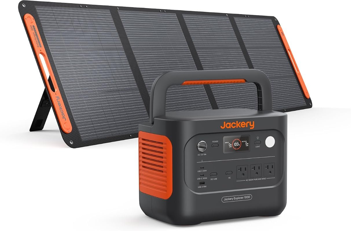Jackery Solar Generator 1000 v2 with 200W Solar Panel 1070Wh 1500W AC
