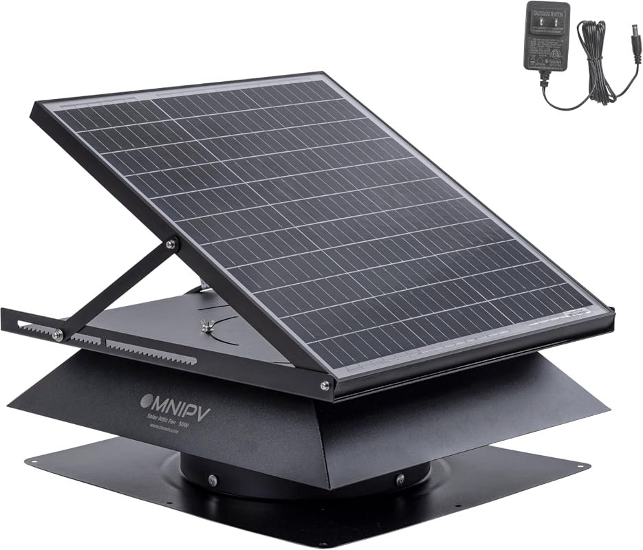 OmniPV Pro Solar Attic Exhaust Fan, 2850 CFM with 50W Panel, Thermosta