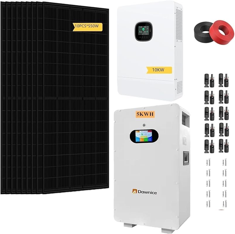 10kW Off‑Grid Solar Power Kit – 48V 5kWh Battery, 10 × 550W Panels, 10