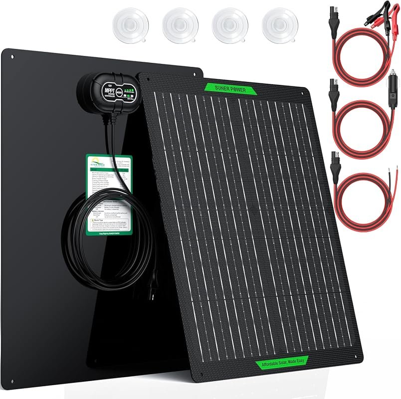 SUNER POWER 30W Waterproof 12V Solar Charger & Maintainer PRO with MPP