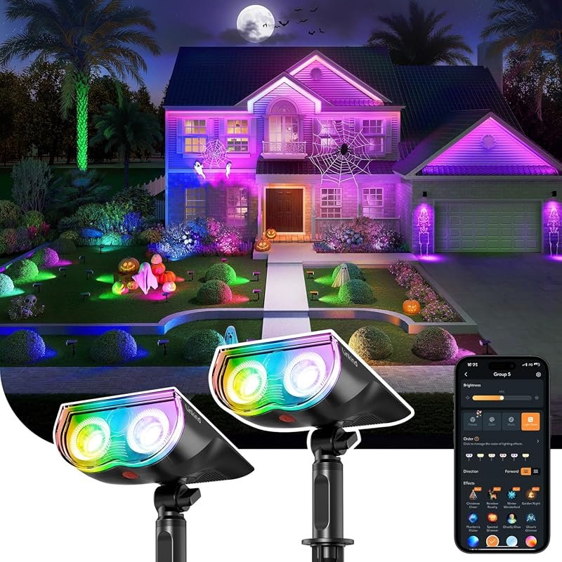 Linkind SL5C Smart Solar Spot Light – IP67 Waterproof, Halloween Mode,