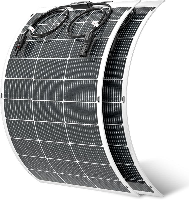 2‑Pack 100W Flexible Fiberglass Solar Panels, 16‑Busbar Monocrystallin