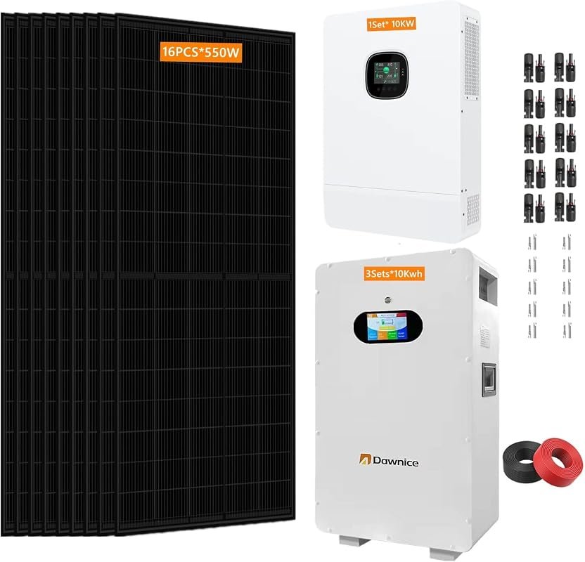 10kW Off‑Grid Solar Kit – 16 × 550W Panels, 48V 10kW Inverter, Triple