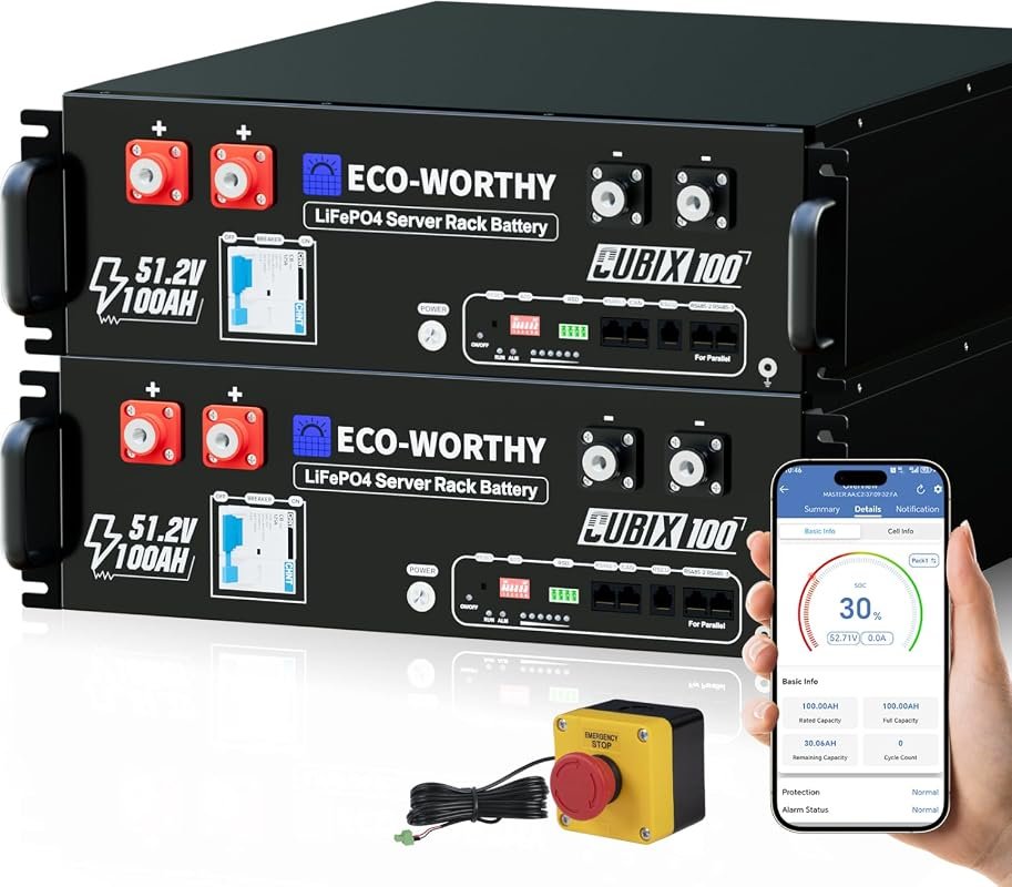 ECO-WORTHY Cubix100 48V 200Ah LiFePO4 Battery for Server Racks, UL9540