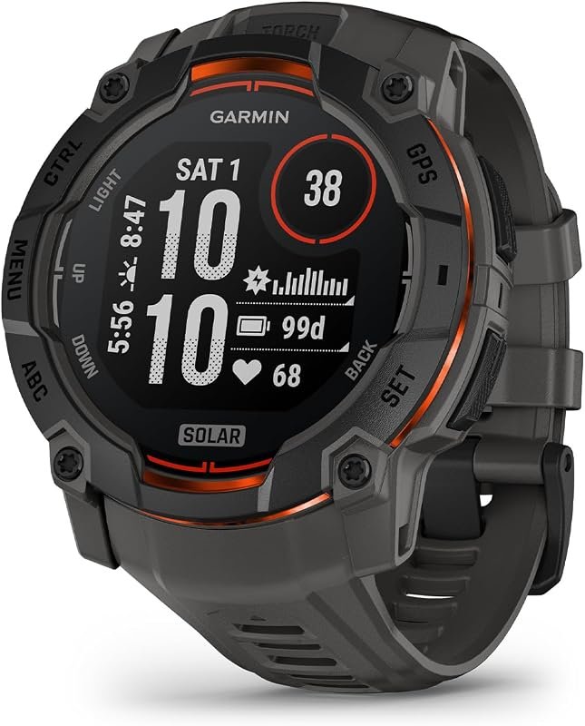 Garmin Instinct 3 Solar Rugged GPS Smartwatch — 50mm Case, Charcoal, S