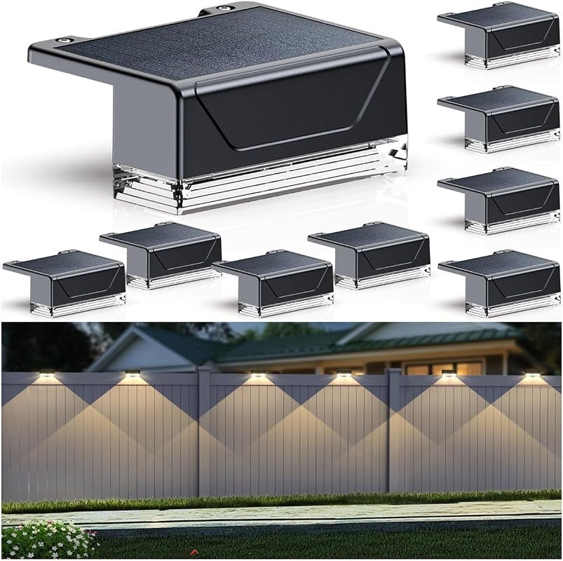 Solar Fence Lights Outdoor,3000/4000/6000K 3 Mode Fence Light Solar Po