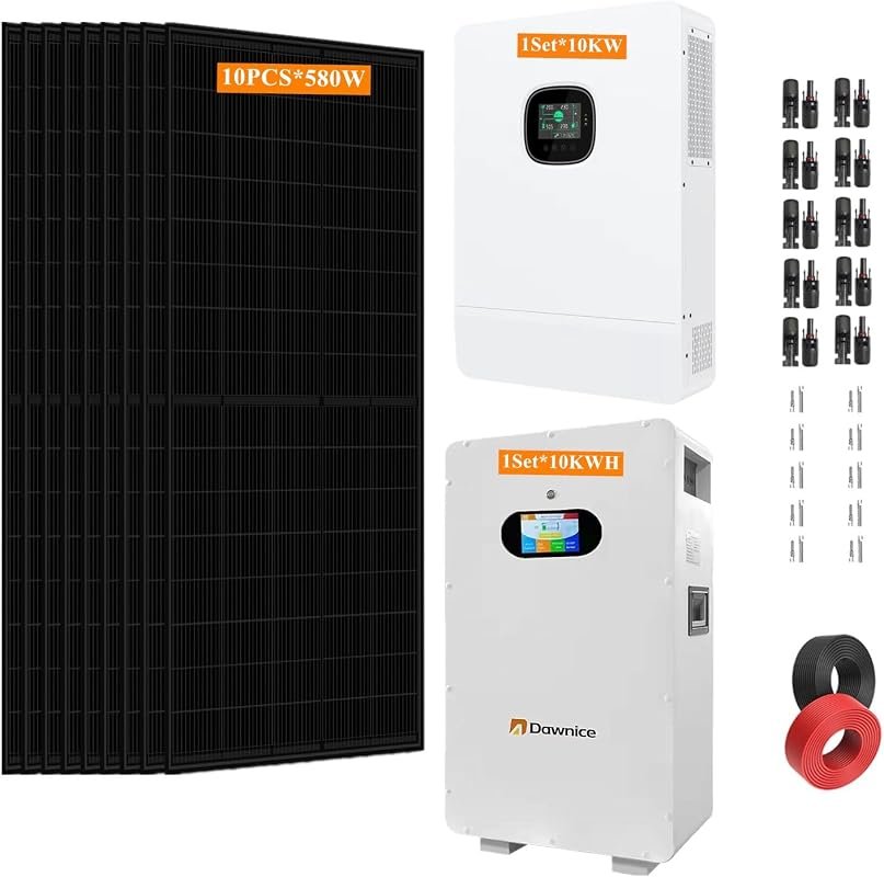 10kW Off‑Grid Solar Kit – 10 × 580W Panels, 10kW 48V Inverter, UL‑Cert