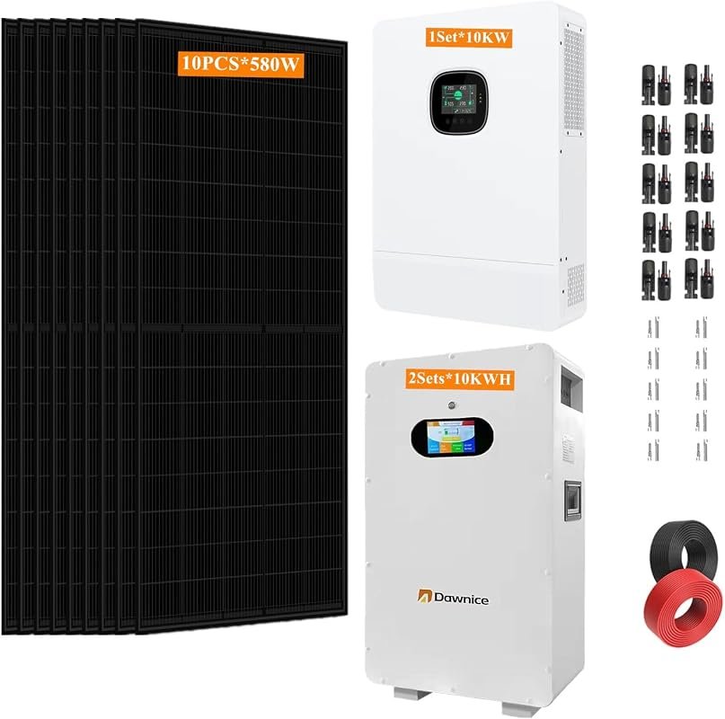 20kWh Off‑Grid Solar Kit – 10 × 580W Panels, 10kW 48V Inverter, UL‑Lis