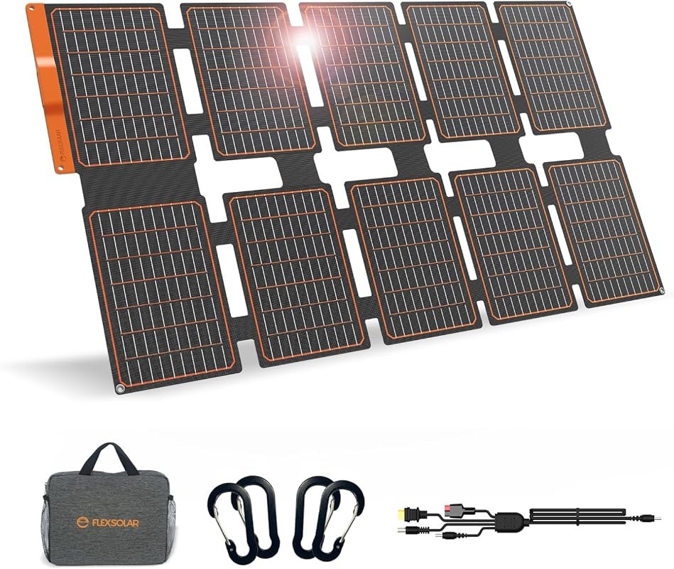 FlexSolar 100W Foldable Portable Solar Panel Charger with IP67 Waterpr