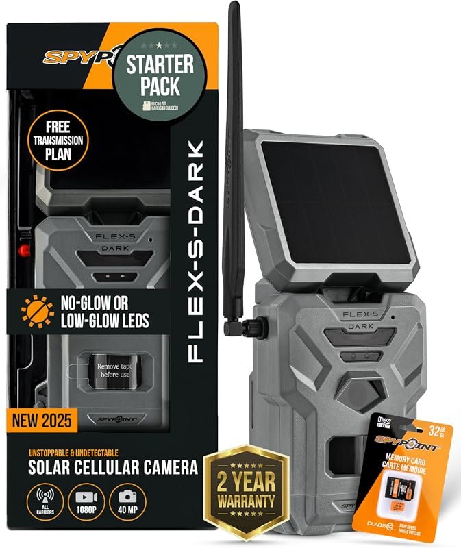 SPYPOINT Flex-Dark Starter Solar Cellular Trail Camera with No‑Glow Ni