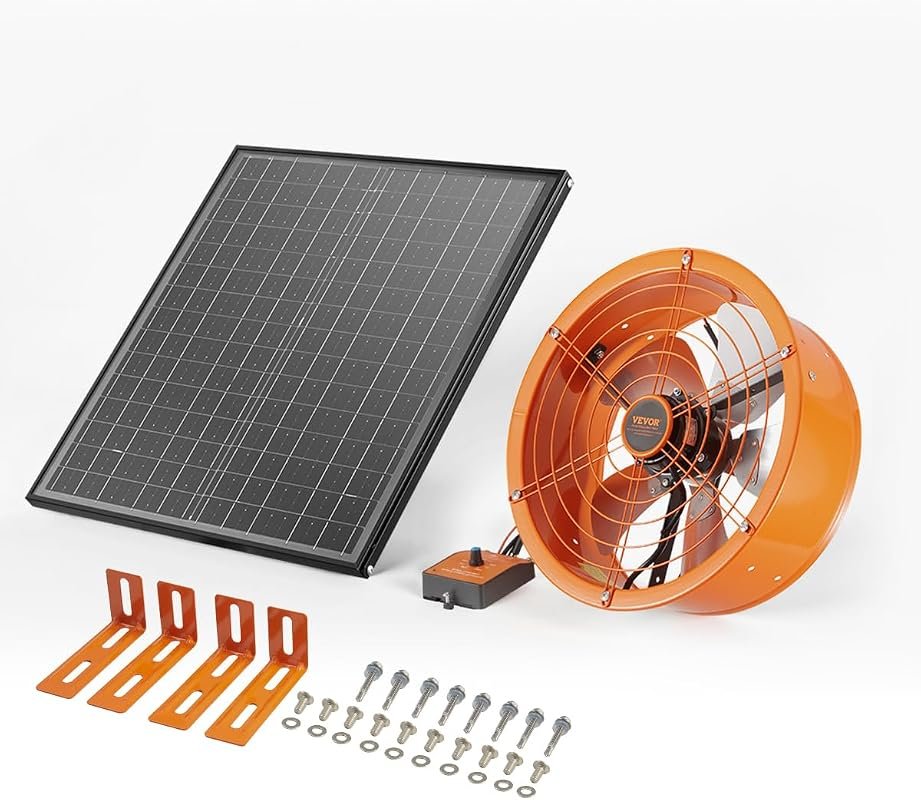 VEVOR Gable Mount 14in Solar Attic Exhaust Fan with Adjustable Thermos