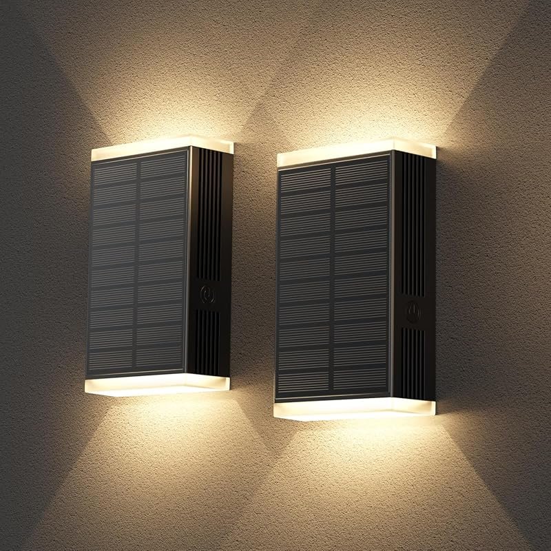 Solar Outdoor Wall Sconce – 3 Color Temperatures (3000/4000/6000K), Du