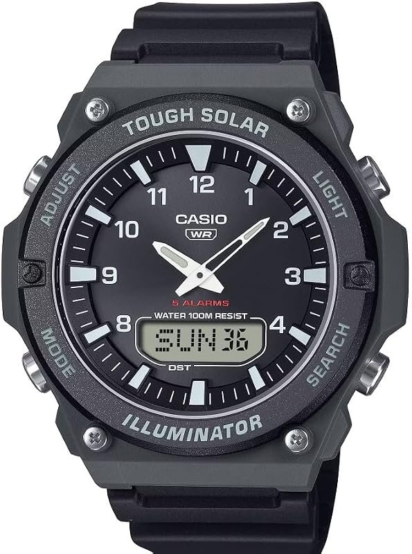 Casio AQ‑S820W Solar Analog Watch – Tough Solar Power, World Time, 200