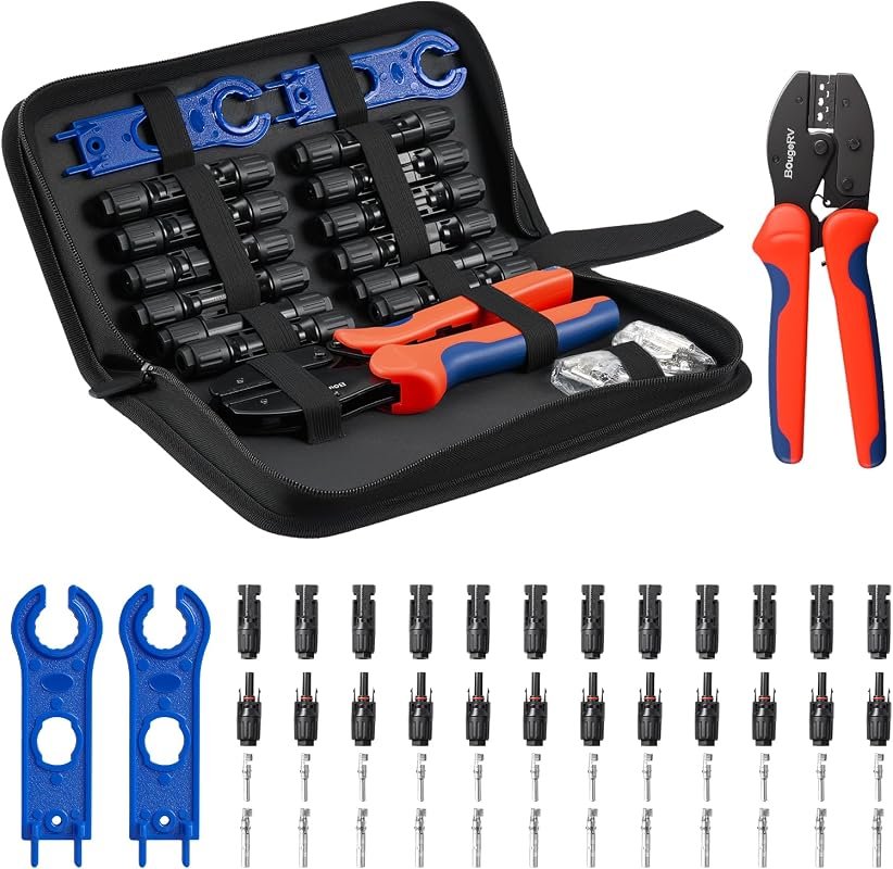 BougeRV Solar Crimper Tool Kit with crimper, 12 pairs of connectors an