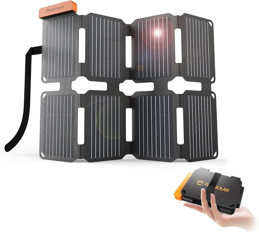 FlexSolar 25W Portable Solar Panel Charger with Built-In USB-A and USB-C Ports