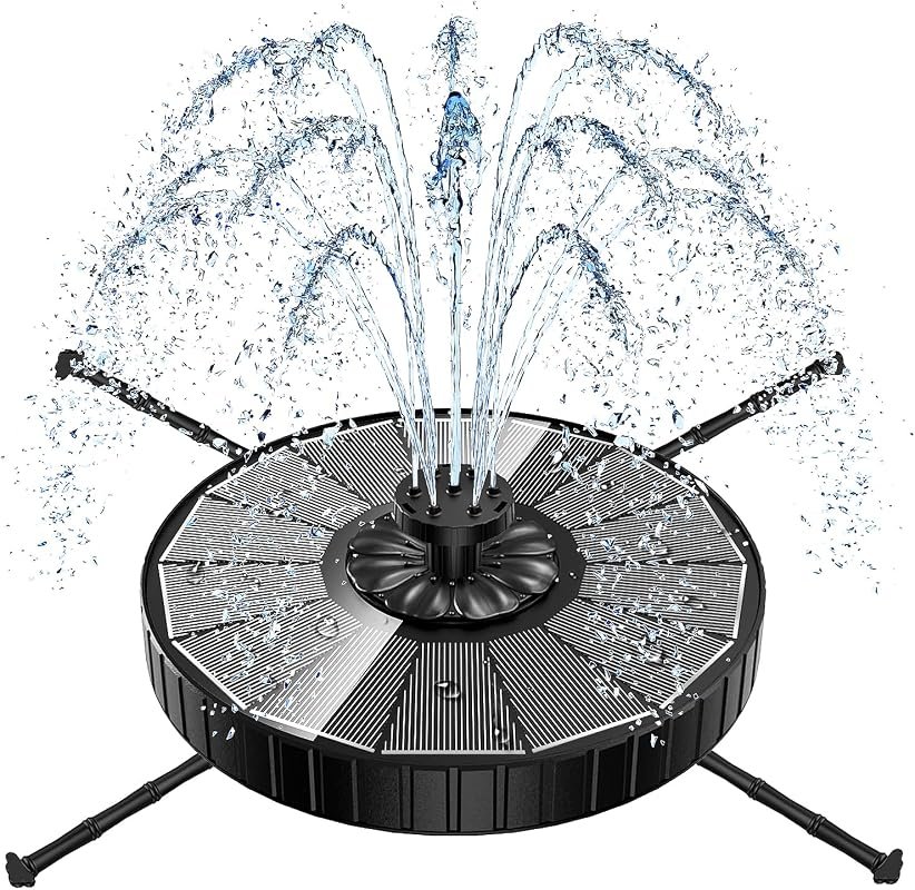 Yzert Solar Fountain with 3-Level Height, 3.5W Glass Outdoor Pump with Rotating Rods and 7 Nozzles