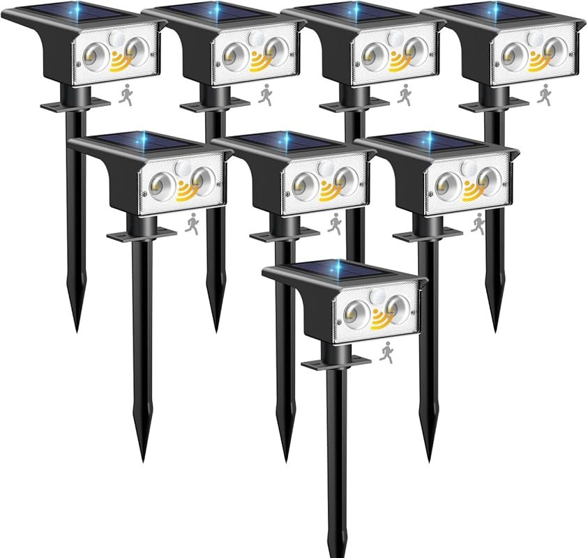 btfarm 8‑Pack Solar Outdoor Lights – Waterproof Design with Motion Sen