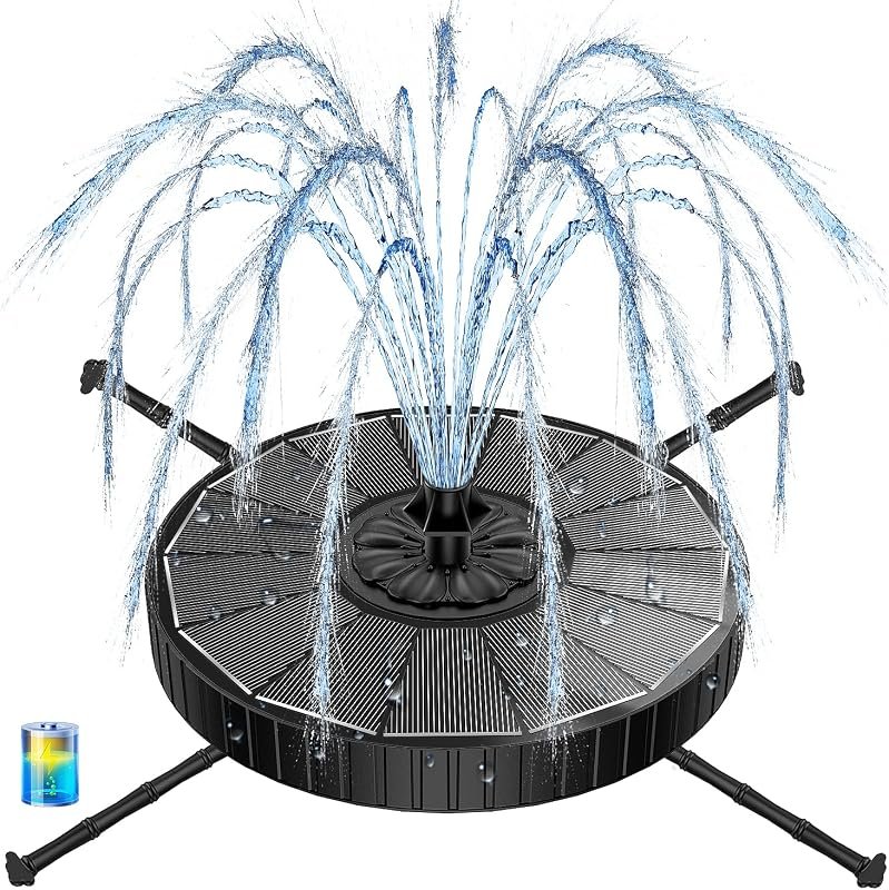 Yzert 2026 3.5W Glass Outdoor Solar Fountain with 2000mAh Battery, 7 N